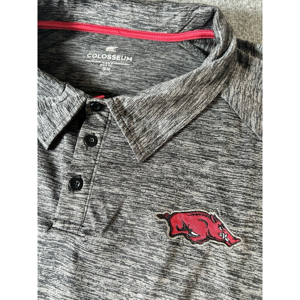 Colosseum Arkansas Razorbacks Mens‎ 3X Polo Shirt Charcoal Heather Grey